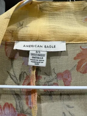 American Eagle Yellow Floral Kimono Duster thumbnail 2