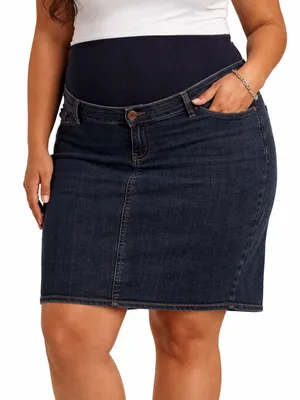 Zara Skirt Maternity Size Large Dark Wash Denim Stretch Panel(A543) thumbnail 3