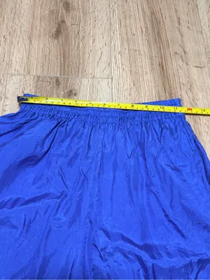 Vintage 90s Women's 100% Silk Shorts Cobalt Blue High Waisted Elastic Pockets M thumbnail 4