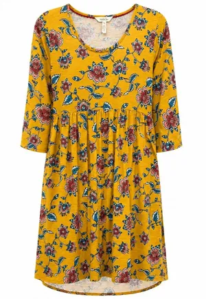 Matilda Jane Floral Empire Knee Length Dress 3/4 Sleeve Mustard Women's Size M‎ thumbnail 1