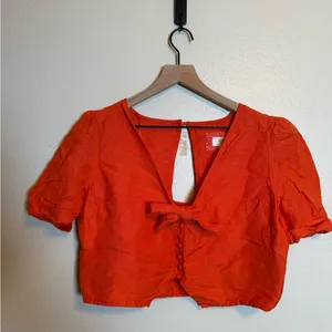 Anthropologie Maeve Tie Front‎ Cropped Blouse thumbnail 3