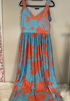 Chic Me Floral Maxi Dress Cold Shoulder Sz Xl thumbnail 1