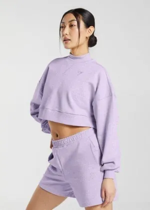 Gymshark Cropped Sweatshirt Purple thumbnail 1