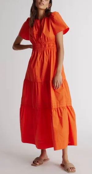 NEW Quince 100% Organic Cotton Poplin Tiered Maxi Dress thumbnail 1