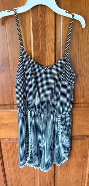Peppermint Gingham black and white romper thumbnail 1