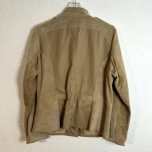 Spiegel Army Style Jacket Coat Womens Size 14 Leather Tan Vintage Vtg thumbnail 6