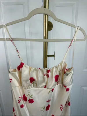 Thirty/Thirty Floral Satin Maxi Dress Ivory Red Size XL NWT thumbnail 3
