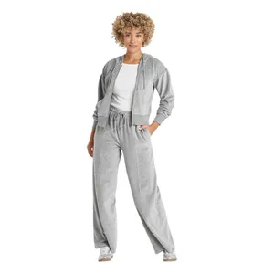 NWT Universal Thread Leisure Studio Velour Hoodie Sweatshirt 92090310 Gray L thumbnail 3