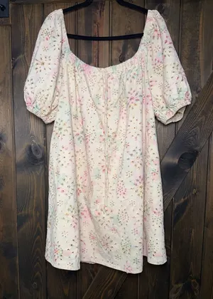 Impressions‎ Floral Print Eyelet Babydoll Dress thumbnail 1