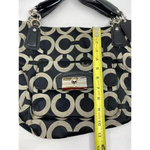 Coach Women's Large Black Tan Fabric Tote Bag thumbnail 7