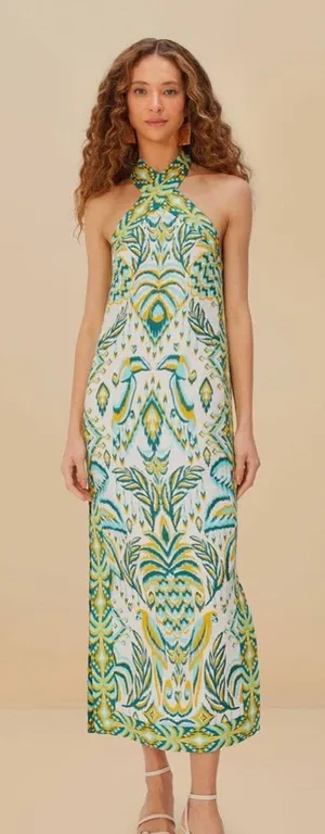 Farm Rio Tropical Tapestry Off-White Halter Neck Maxi Dress, Xxsmall, $248 thumbnail 1