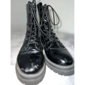 BENCH Women’s Lace Up Black Moto Combat Boots 10 thumbnail 5