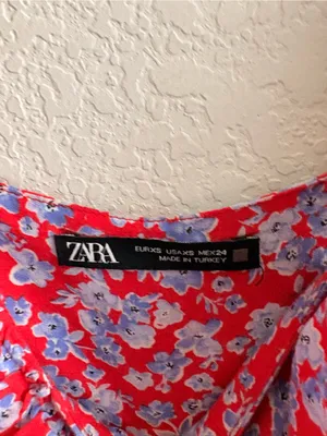 ZARA boho Red Blue Floral Ditsy Ruffle Frill Sleeve Summer Dress Size XS thumbnail 4