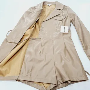 Superdown Chantel Leather Romper in Nude Small thumbnail 8
