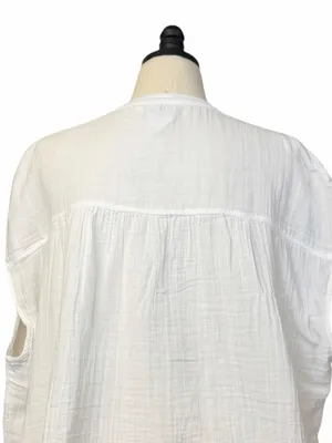 Old Navy Popover Blouse Size XXL White Cotton Gauze Short Sleeve NWT V-Neck thumbnail 7