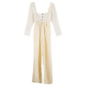 WeWoreWhat Shirt Jumpsuit Ivory NEW Size XS Long Sleeve Paperbag Waist Pant‎ thumbnail 3