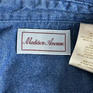 90’s Embroidered Denim Button Down Shirt with Holiday Berries, Leaves, sz Medium thumbnail 9
