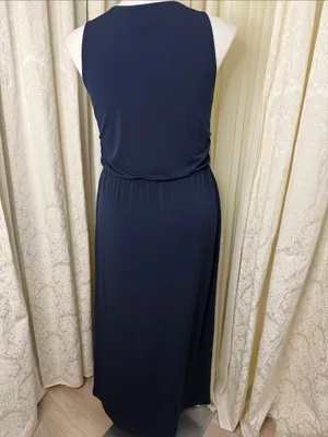 Ann Taylor Sleeveless Navy Blue Maxi Dress thumbnail 4