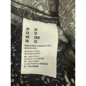 American Eagle black blue white XS Paisley Floral‎ Smocked Waist Pant boho Y2K thumbnail 4