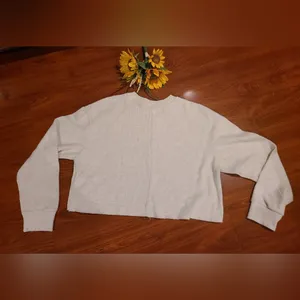 Zara Off White Crop Top Sweater Size L thumbnail 2