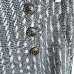 Ci Sono Linen Blue White Pinstriped Beachy Coastal High Rise‎ Pull On Pants Sz M thumbnail 4