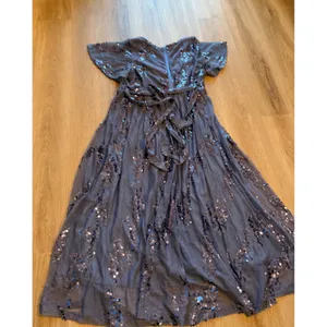 Pinup Fashion Blue Sequin Mesh Maxi Dress Plus Size 18W Flutter Sleeve V-Neck thumbnail 9