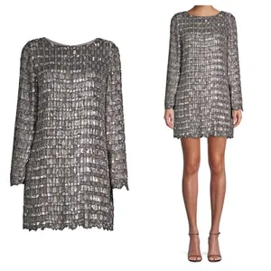 Retrofête Delilah Sequin Mini Dress Gunmetal Pewter Grey Silver thumbnail 2