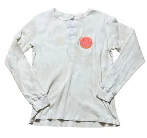FU Boys Lie Waffle Knit Long sleeve Henley white and tan tie dye one size thumbnail 1