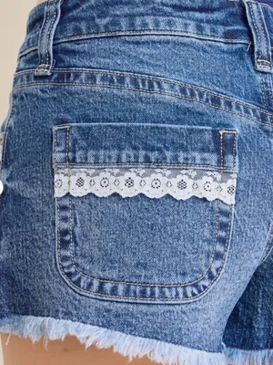 Carter Denim Lace Shorts thumbnail 3