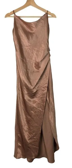 Selfie Leslie Mauve Pink‎ Cowl Neck Midi Slip Dress S thumbnail 1