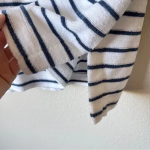 Faherty Blue White Striped Terry Knit Short Sleeve Top Womens M Polo Casual thumbnail 3