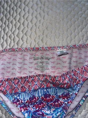 Lilly Pulitzer Bikini Bottom in Blue & Pink & Red Ocean Shell Print thumbnail 4