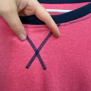 Women's‎ pink salmon stripped elbow patch boat neck casual long sleeve shirt M thumbnail 3