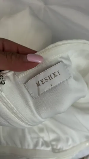 Meshki White Dress Mini Strapless Maci Crepe thumbnail 3