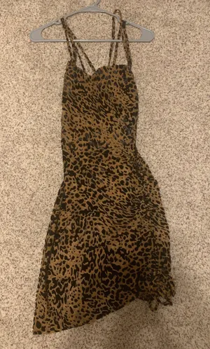 TheseThree Boutique Rushed Leopard Criss Cross Dress thumbnail 1