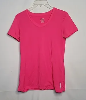 Reebok pink vneck workout pull over shirt sz Small thumbnail 1