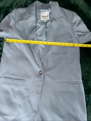 Madewell Women’s Pale Blue Single-Button Blazer Sz XS thumbnail 6