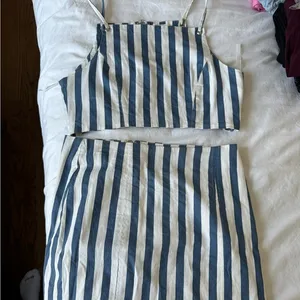 Superdown Striped Blue and White Two-Piece Set thumbnail 1