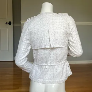 Cartonnier Anthropologie White Eyelet Embroidered Peplum Jacket Blouse Size 0 thumbnail 4