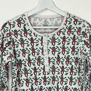 Roller Rabbit Monkey Mas Christmas Long Sleeves Pajama Top T-Shirt Size Small thumbnail 4