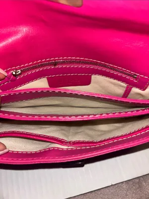 Michael Kors Fuchsia Pink Leather Shoulder Bag Silver Chain Handle And Lock thumbnail 7