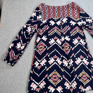Roxy High Low Tunic Blouse Size Small 3/4 Sleeve Blue/Orange Southwestern thumbnail 11