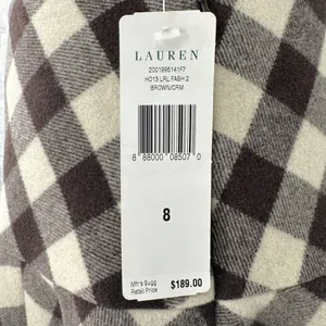 Lauren Ralph Lauren | NWT Sz 8 Brown Cream Plaid Wool A-Line Flared Skater Skirt thumbnail 7