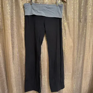 Vintage PINK Victorias Secret Gray Pink Sequin Bling Foldover Flare Pants Large thumbnail 2