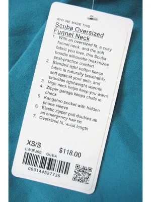 NWT Lululemon Scuba Oversized Funnel Neck Half-Zip in Oceanic Sweatshirt XS/S thumbnail 6