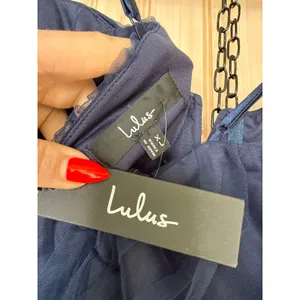 NWT Lulus Unforgettable Poise Navy Blue Tulle Bustier Tiered Maxi Dress Gala XL thumbnail 8