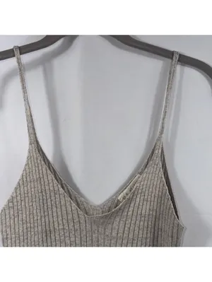 L.A. Hearts Gray Ribbed V-Neck Cami Tank Top Small thumbnail 2