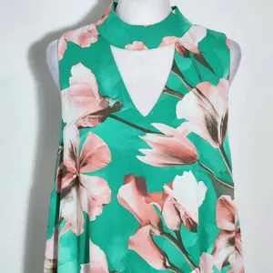 Peach Love California Green Floral Mini Dress Size Large Wedding Guest Dress thumbnail 2