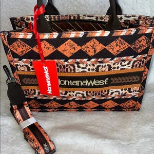 Montana West‎ Orange and Black Southwest Tote Bag thumbnail 14