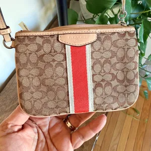 Coach Signature C Wristlet Orange Brown Racing Stripe Y2K Preppy Classic thumbnail 3